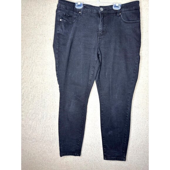 Tahari Chloe Pants - Tahari Chloe Tummy Tuck Slimming Fit Solutions Skinny Jeans Mid Rise Black 16W